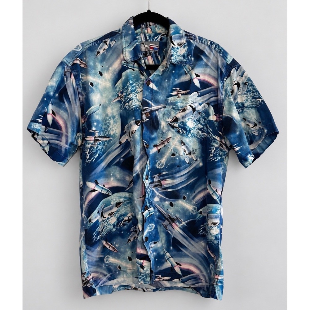 Vintage High Seas Men's M Space Shuttle Hawaiian Shirt USA